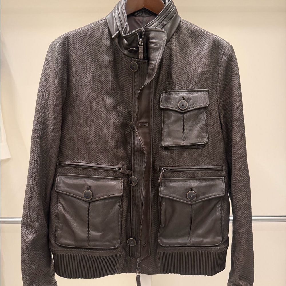 Men's Giorgio Armani Espresso Brown Leather Jacket